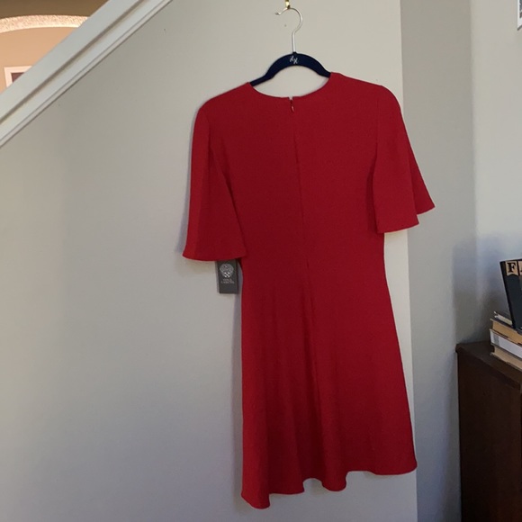 Vince Camuto Flutter Sleeve Rumple Side Tie Dress. - Picture 5 of 14